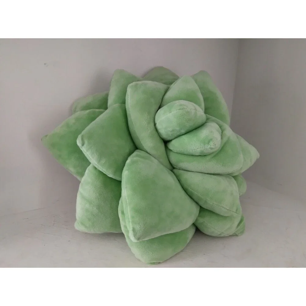 Green Philosophy Co 3D Succulent Flower Green Plush Accent Throw Pillow